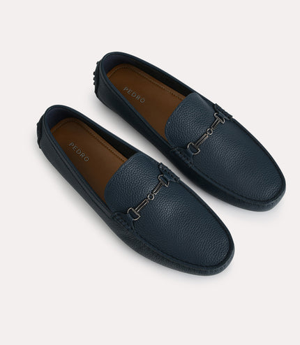 Textured Leather Moccasins with Bit Detailing