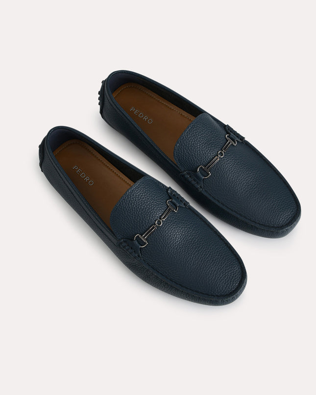 Textured Leather Moccasins with Bit Detailing