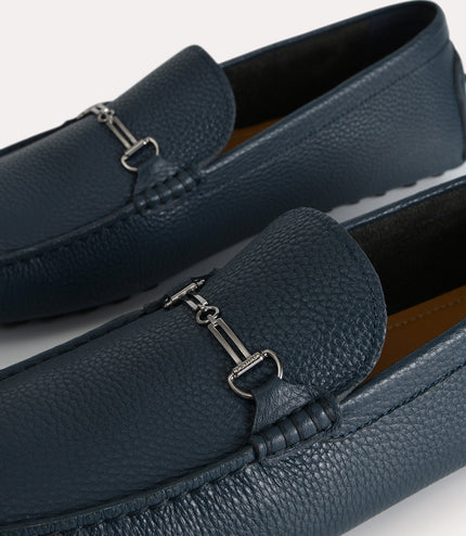 Textured Leather Moccasins with Bit Detailing