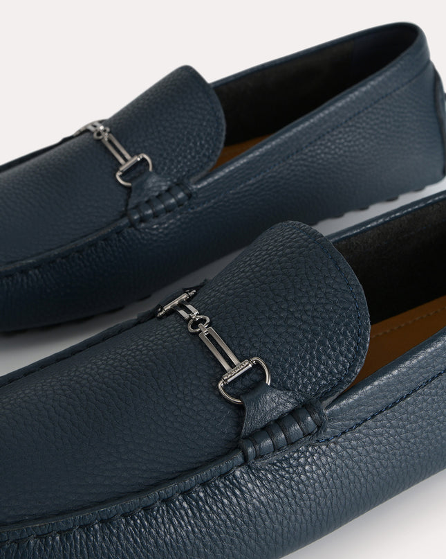 Textured Leather Moccasins with Bit Detailing