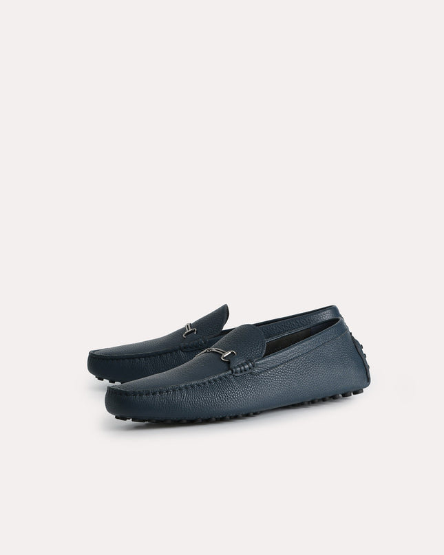 Textured Leather Moccasins with Bit Detailing