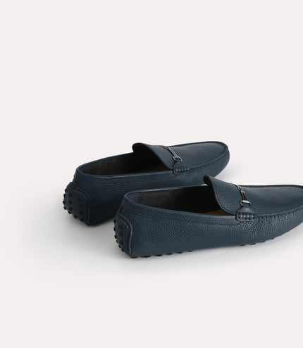 Textured Leather Moccasins with Bit Detailing