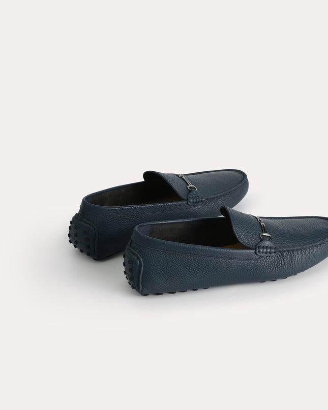 Textured Leather Moccasins with Bit Detailing