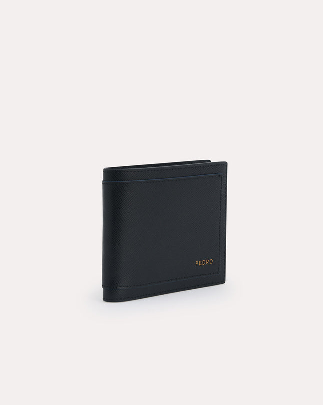 Textured Leather Bi-Fold Wallet with Coin Pouch