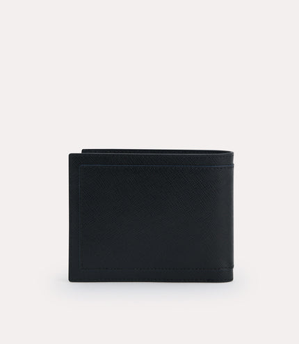 Textured Leather Bi-Fold Wallet with Coin Pouch