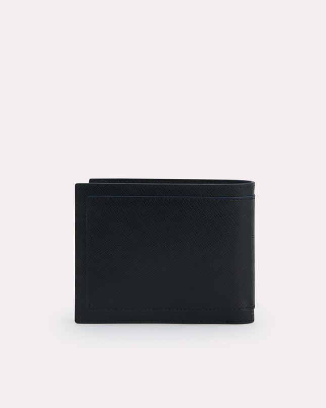 Textured Leather Bi-Fold Wallet with Coin Pouch