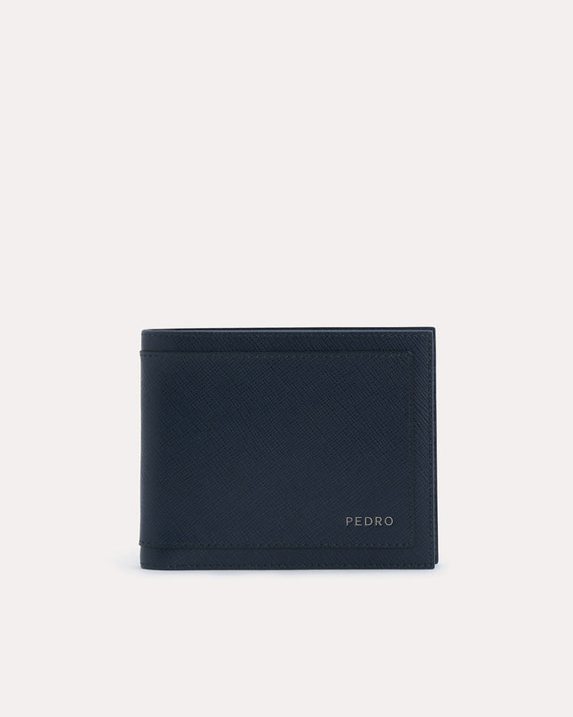 Textured Leather Bi-Fold Wallet with Coin Pouch