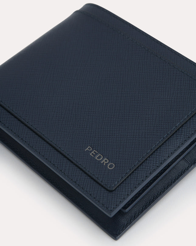 Textured Leather Bi-Fold Wallet with Coin Pouch