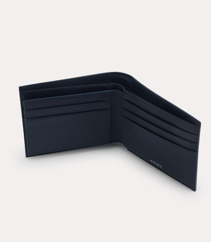 Textured Leather Bi-Fold Wallet with Coin Pouch