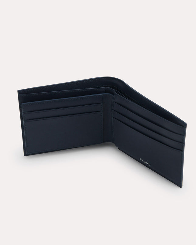 Textured Leather Bi-Fold Wallet with Coin Pouch