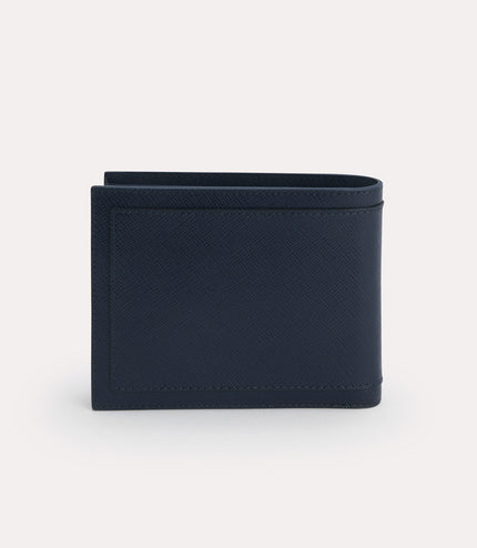 Textured Leather Bi-Fold Wallet with Coin Pouch