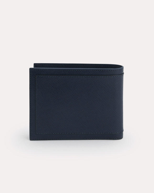 Textured Leather Bi-Fold Wallet with Coin Pouch