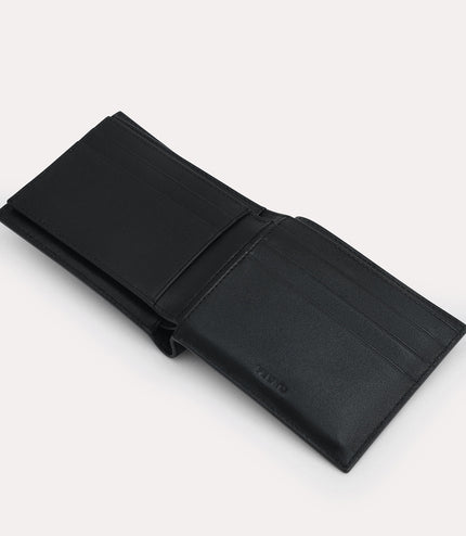 Textured Leather Bi-Fold Wallet with Coin Pouch