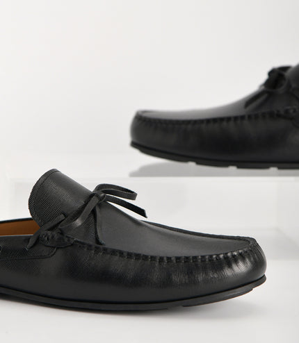 Textured Leather Slip-On Loafers