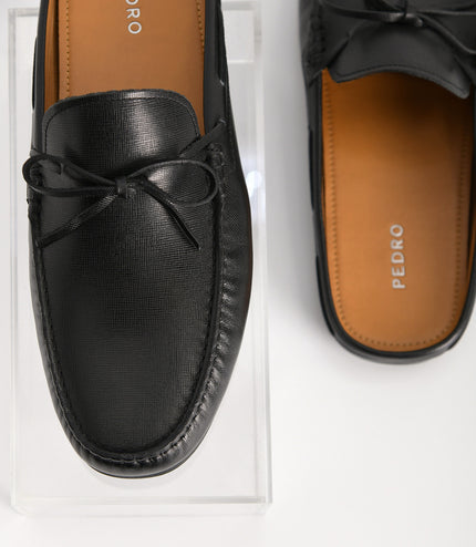 Textured Leather Slip-On Loafers