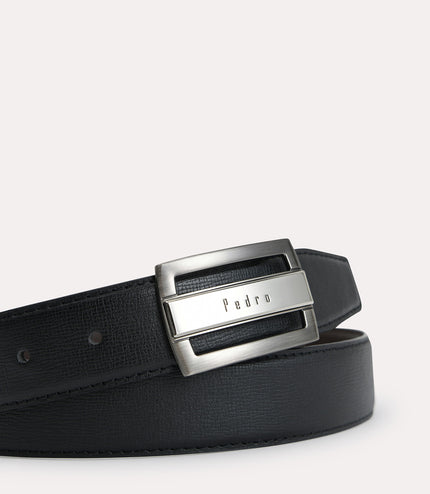 Textured Leather Reversible Tang Belt