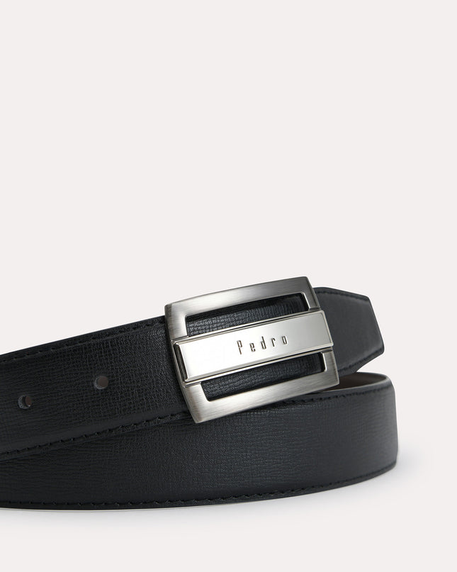 Textured Leather Reversible Tang Belt