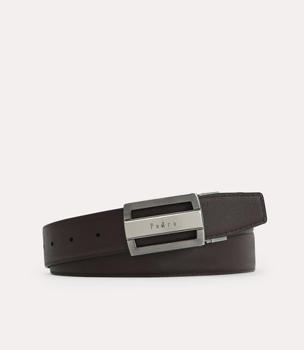 Textured Leather Reversible Tang Belt