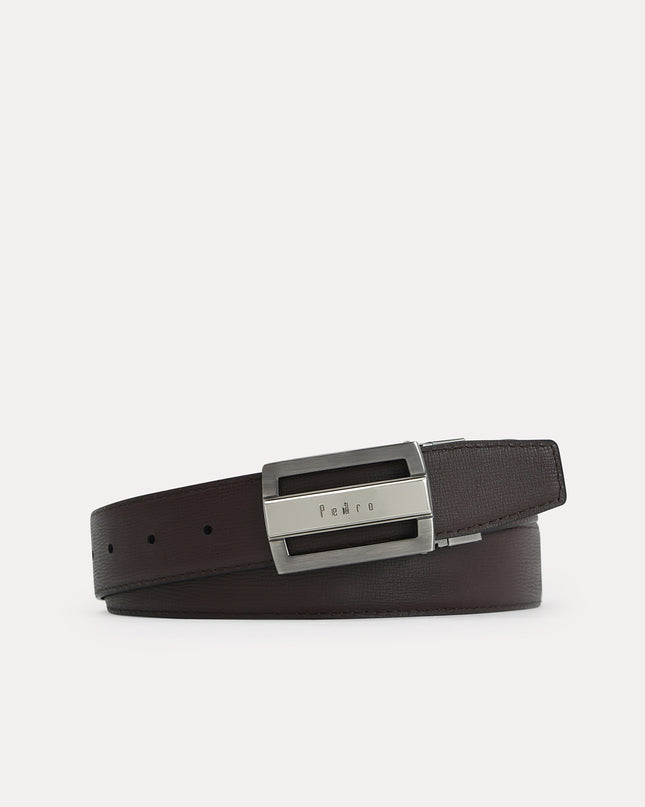 Textured Leather Reversible Tang Belt