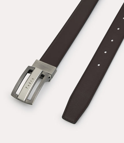 Textured Leather Reversible Tang Belt