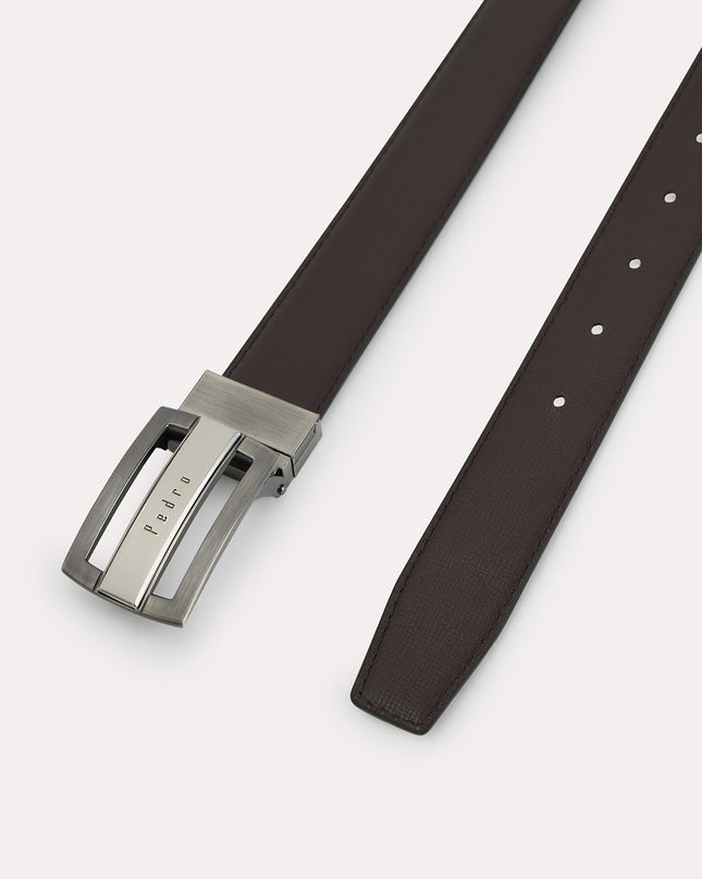 Textured Leather Reversible Tang Belt