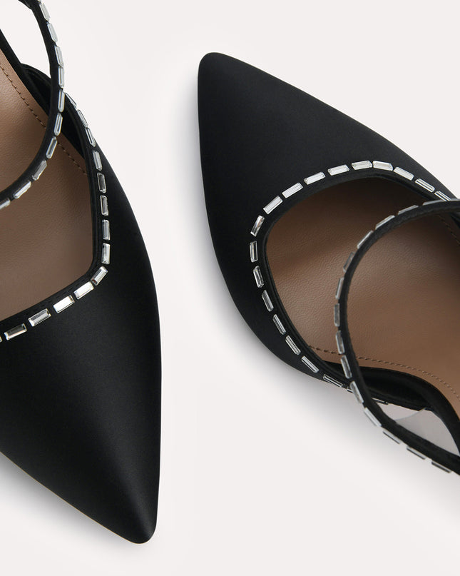 Embellished Satin Heeled Mules