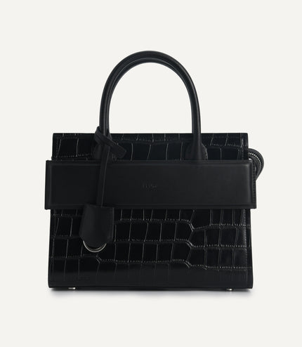 Croc-effect Leather Tote