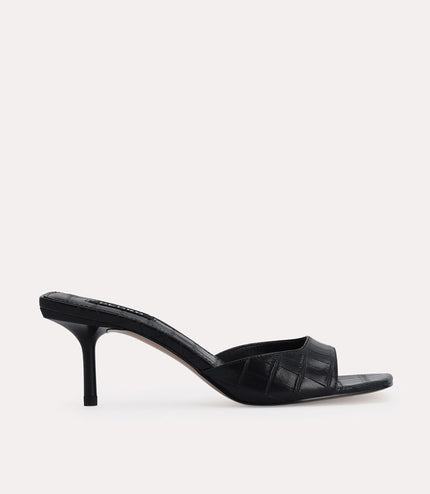 Croc-Effect Heeled Sandals