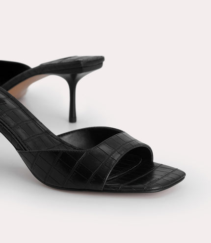 Croc-Effect Heeled Sandals
