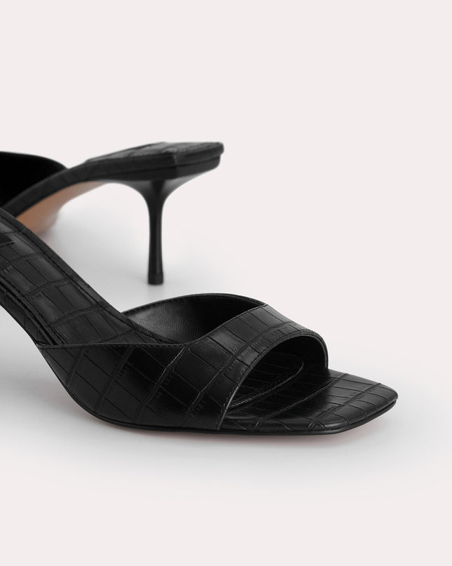 Croc-Effect Heeled Sandals