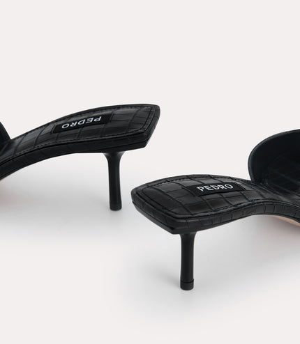 Croc-Effect Heeled Sandals
