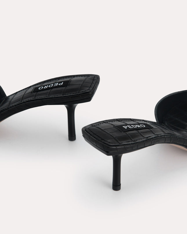 Croc-Effect Heeled Sandals