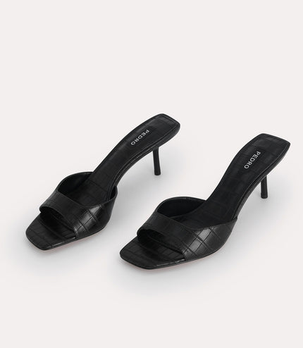Croc-Effect Heeled Sandals