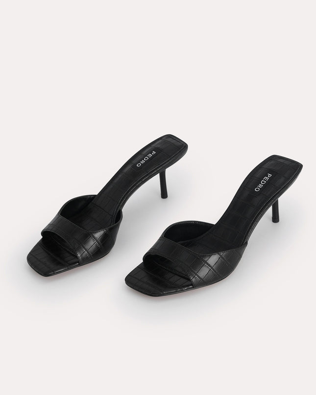 Croc-Effect Heeled Sandals