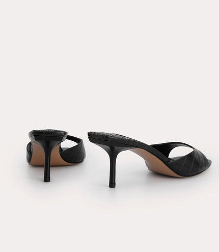 Croc-Effect Heeled Sandals