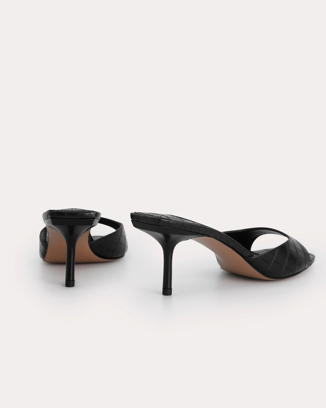 Croc-Effect Heeled Sandals