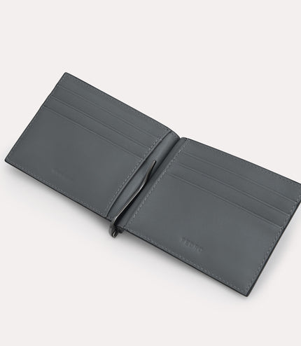 Leather Bi-Fold Card Holder with Money Clip