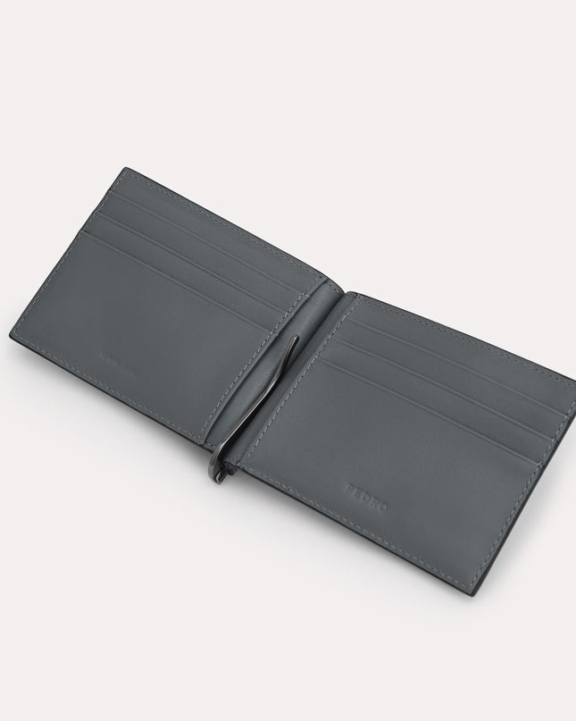 Leather Bi-Fold Card Holder with Money Clip