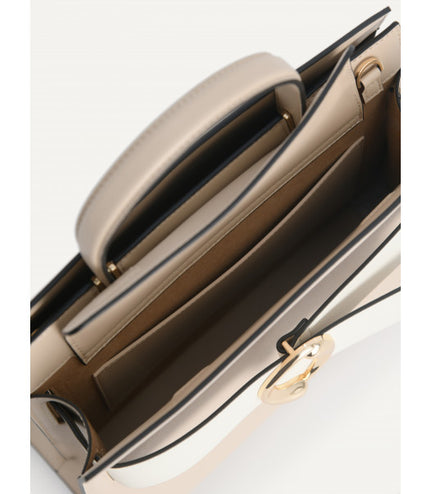 Structured Leather Top Handle Bag