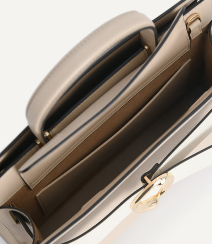 Structured Leather Top Handle Bag