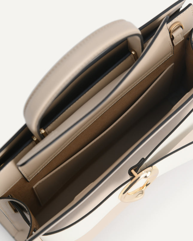Structured Leather Top Handle Bag