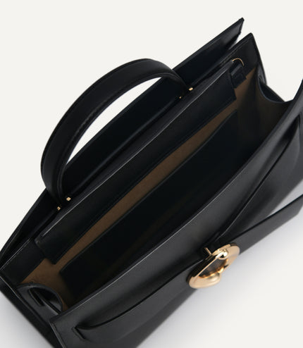 Structured Leather Top Handle Bag