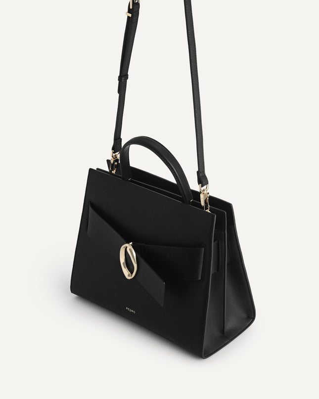 Structured Leather Top Handle Bag
