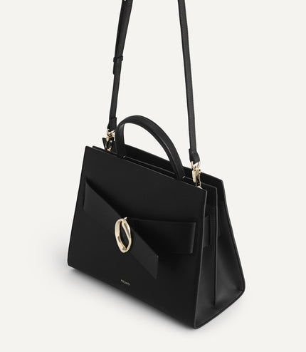 Structured Leather Top Handle Bag
