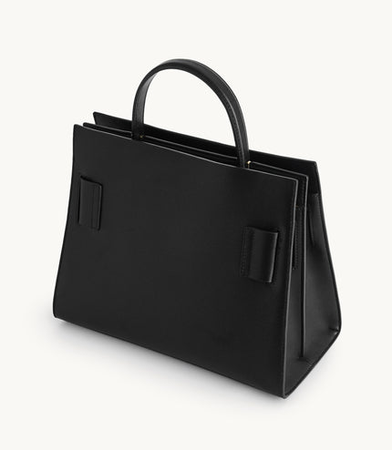 Structured Leather Top Handle Bag
