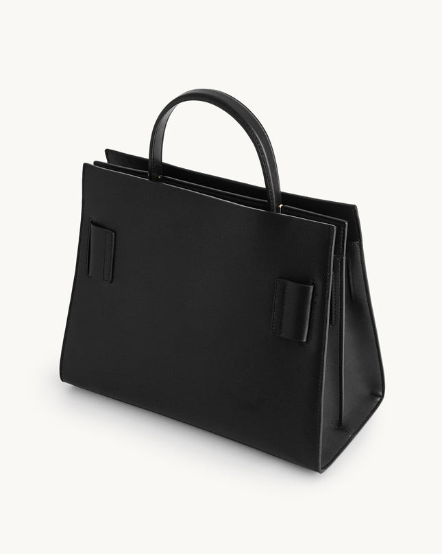 Structured Leather Top Handle Bag
