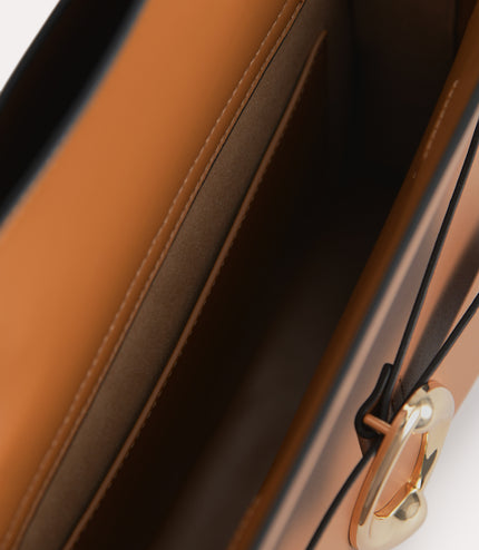 Structured Leather Top Handle Bag