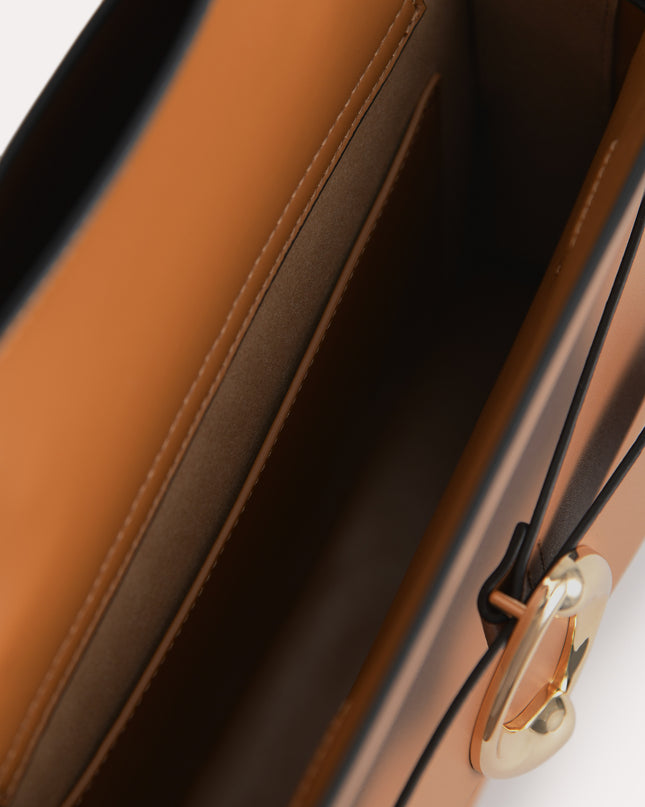 Structured Leather Top Handle Bag