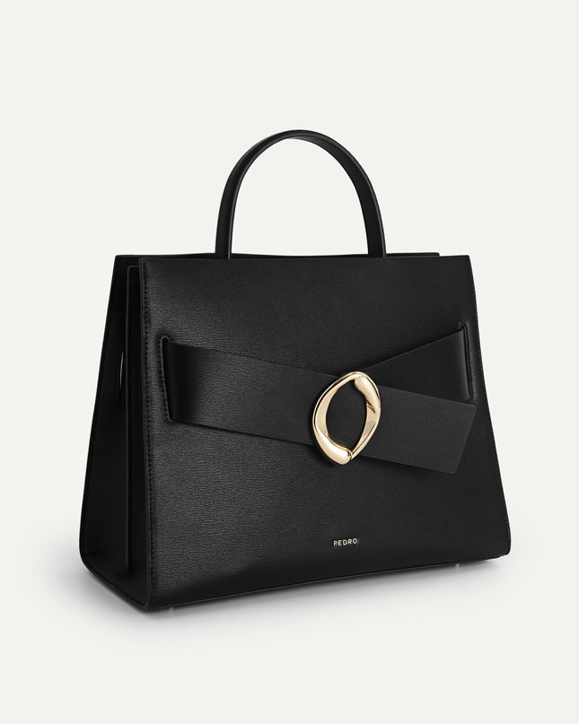 Structured Leather Top Handle Bag