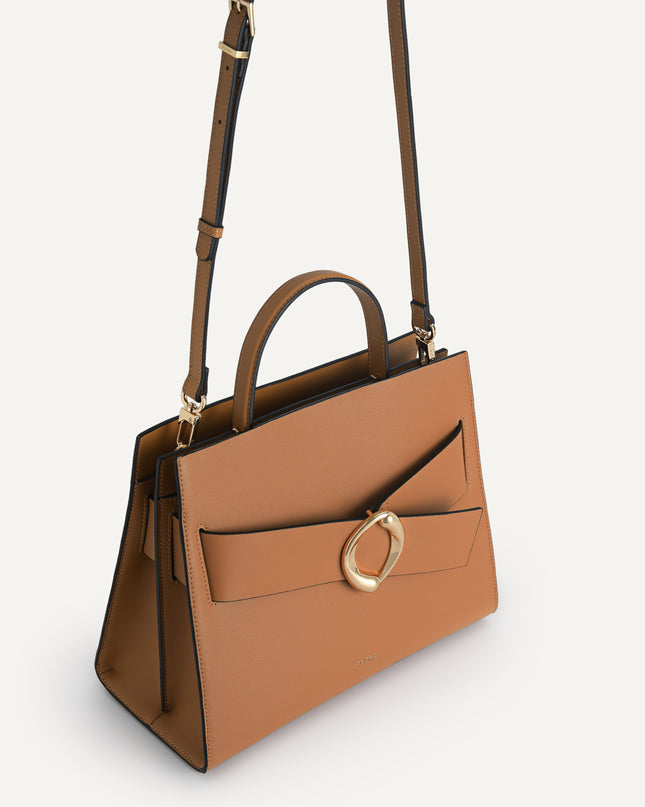 Structured Leather Top Handle Bag